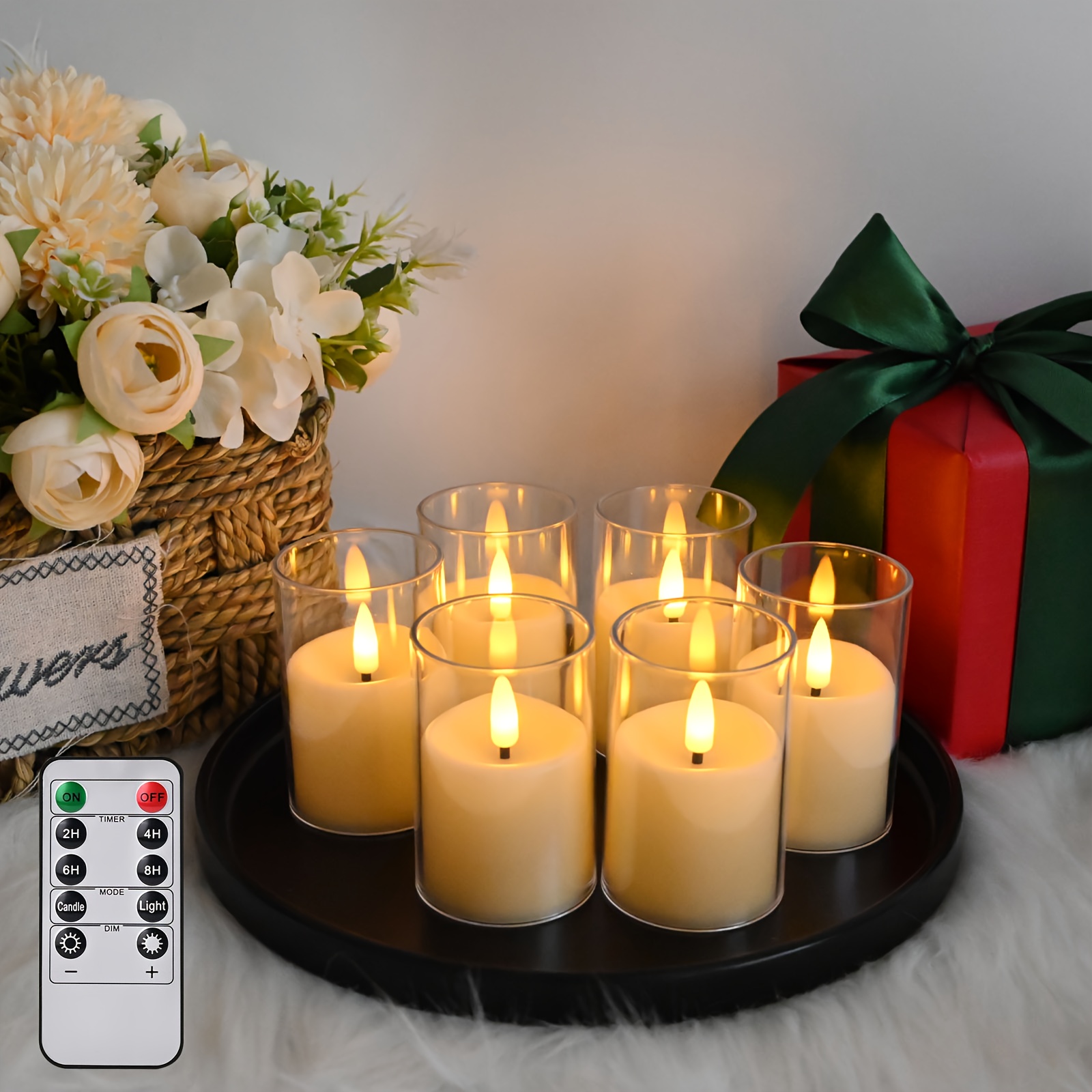 Image of 6pcs Led Candles With Remote And Timer For Wedding Decor Table Centerpiece, Battery Operated Led Mini Votive Flameless Candles For Halloween Home Window Fireplace Decor Christmas Holiday (5cm X 7.5cm)