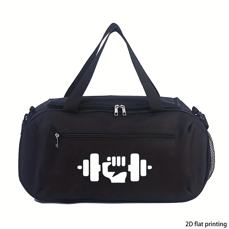 TEMU ' Gym Dumbbell Print Duffel Bag - Large Capacity Lightweight Travel & Gym Bag With Adjustable Strap, Zipper Closure, Durable Fabric For Sports,