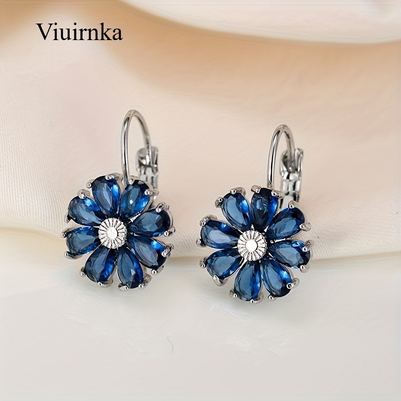 TEMU 1 Pairs Of Women's Chic Blue Hoop Earrings Set - Fashionable Accessory For Parties, Weddings & Bride - Your Style With Elegant Jewelry Pieces -