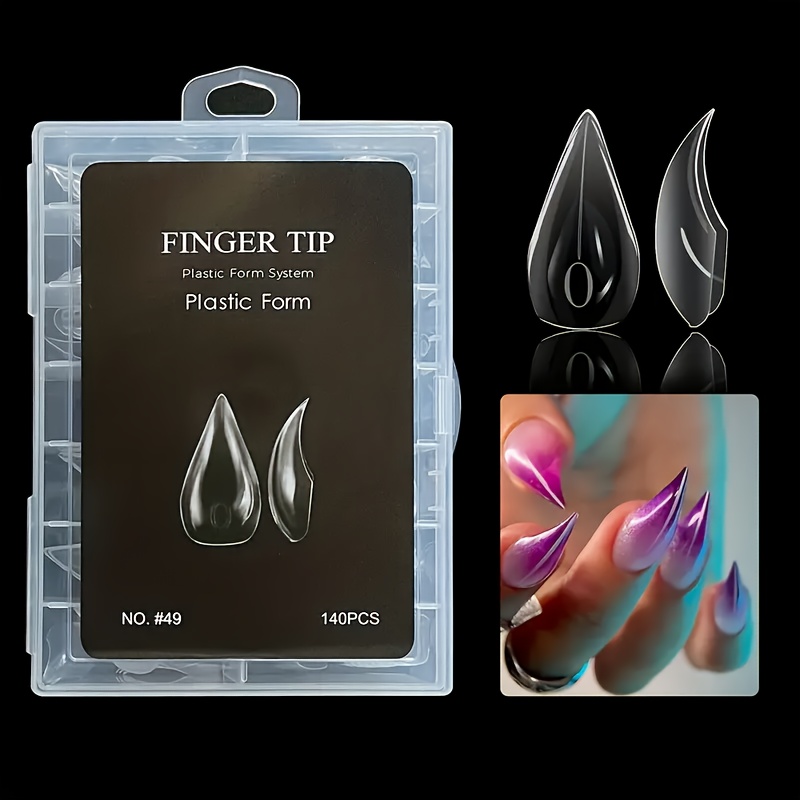 TEMU 140pcs Short Cat Mold For Manicure Extension Molds - Abs Resin Teardrop Shaped Nail Forms, Transparent Glossy End, Easy To Clean & Durable For