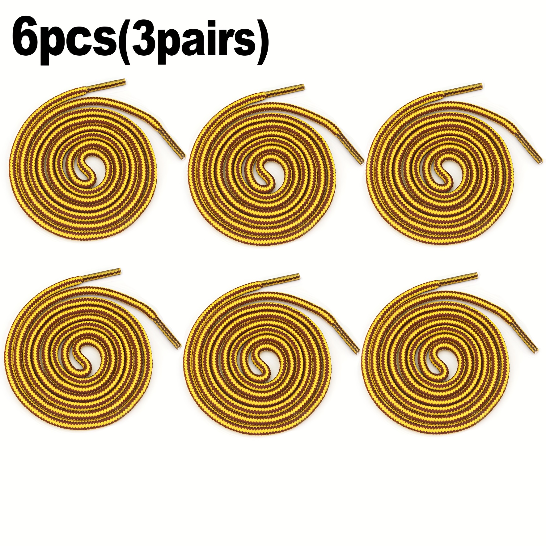 TEMU 6pcs (3 Paires) Nouvelles Lacets Ronds pour Bottes, Lacets Robustes et Durables, Adaptés aux Bottes, Bottes de Travail et Chaussures de