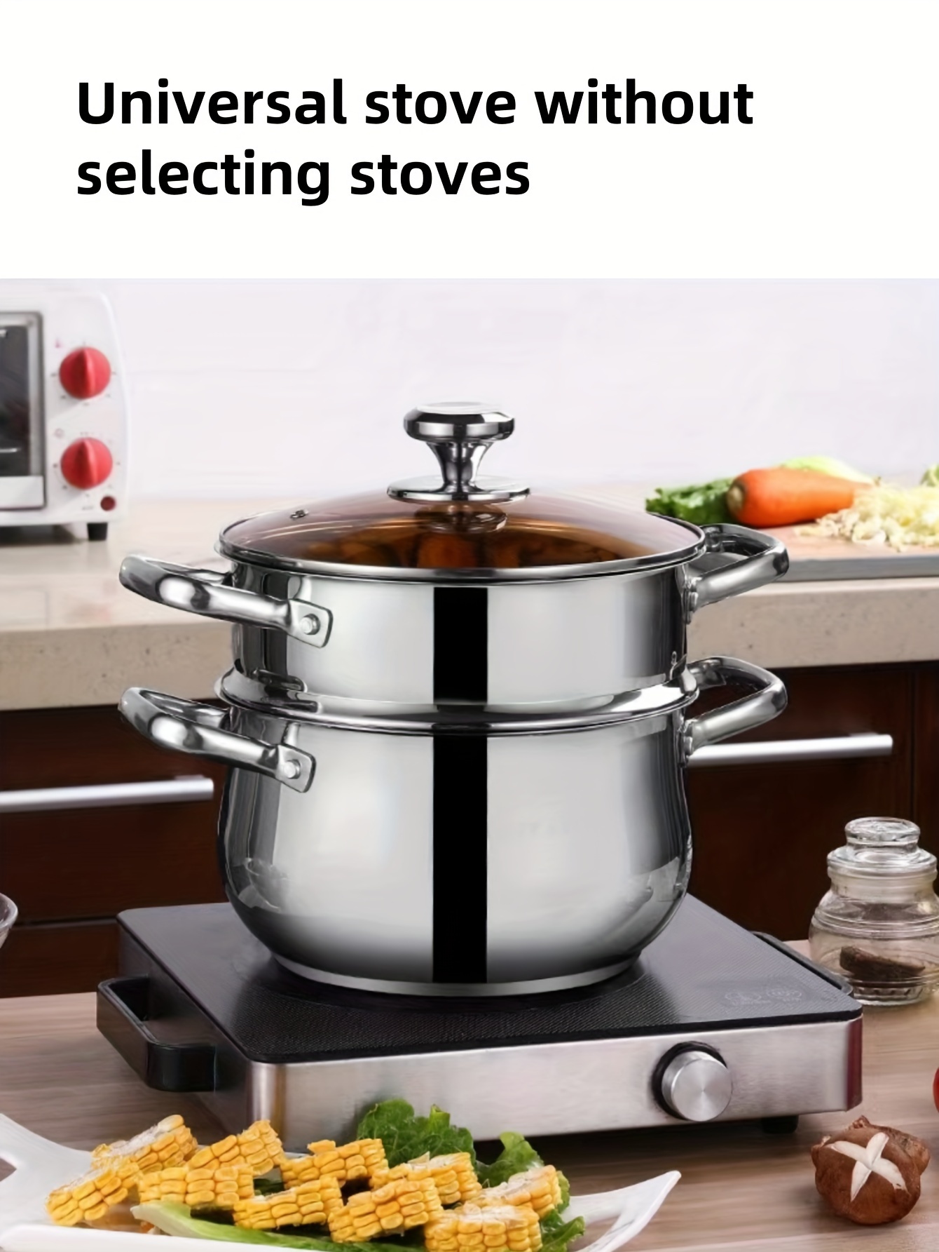 stainless steel double layer soup pot with curved handle thick multi functional cooker for home kitchens details 4