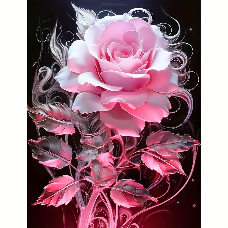 

Floral Diamond Painting Kit 30x40cm, Pink Rose Design, 5d Full Drill Round Diamond Art, Diy Craft For Home Wall Decor, Living Room Bedroom, Includes All Tools, Beginner Friendly Canvas, No Frame