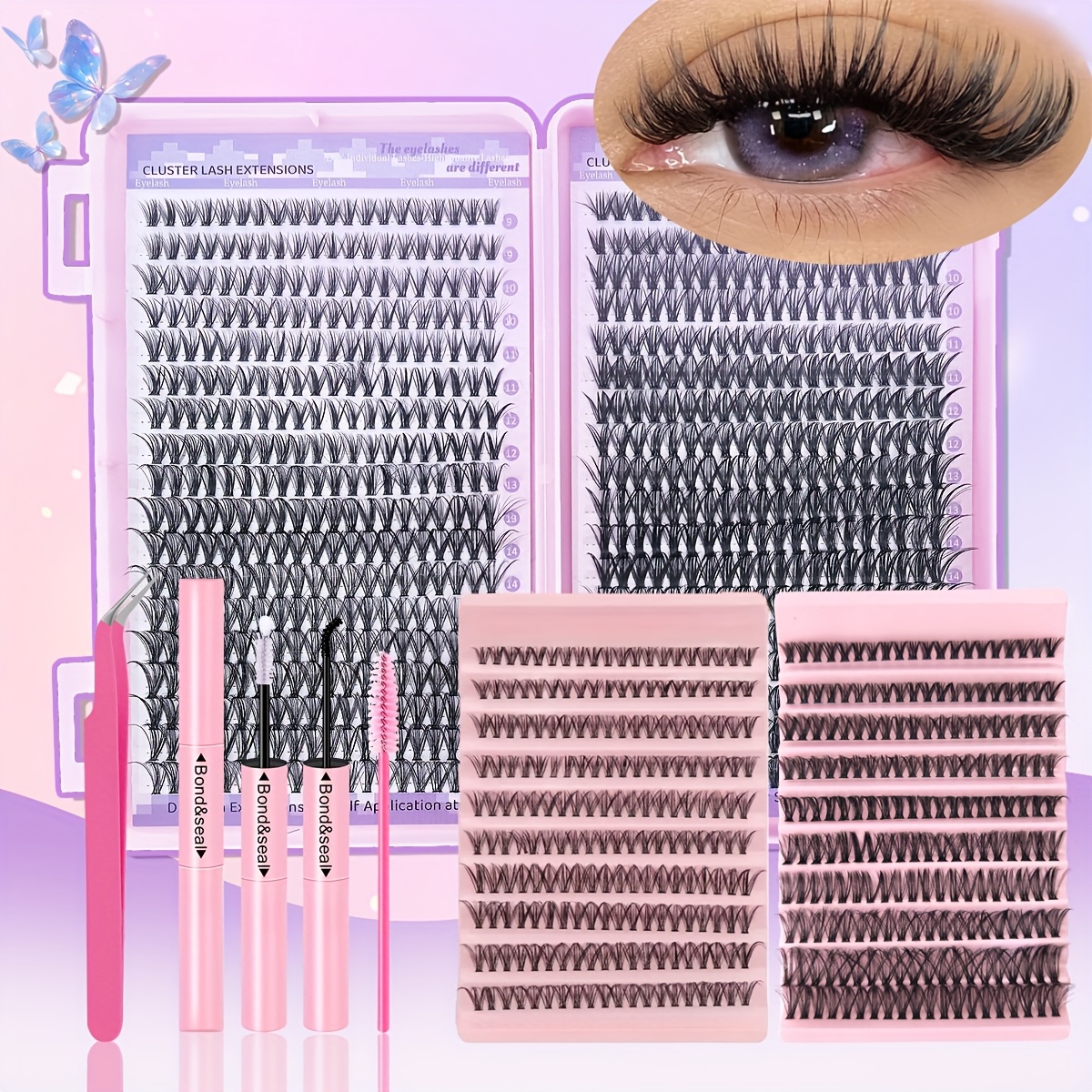 400 720pcs diy eyelash extension set single eyelash   9 18mm mix 30d 40d with eyelash bonding tweezers for beginners exquisite gift set exquisite gifts new year gifts valentines day gifts details 1