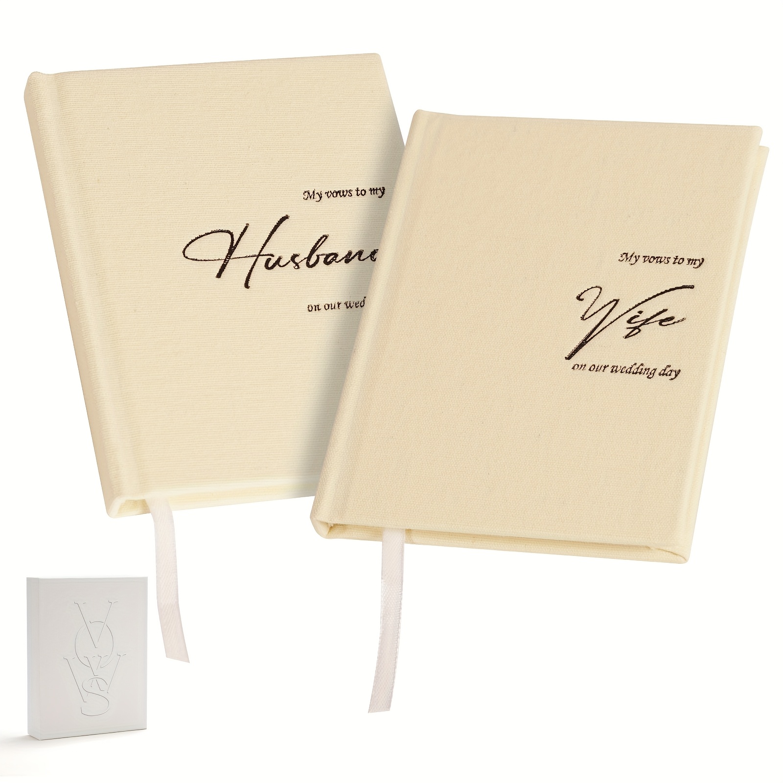 E-shop Seine & Seine Hochzeitsvow-Bücher - Elegante Leinen-Hardcover-Notizbücher für mit Lesezeichen, Linien-Seiten für Zeremonie & Erneuerung,