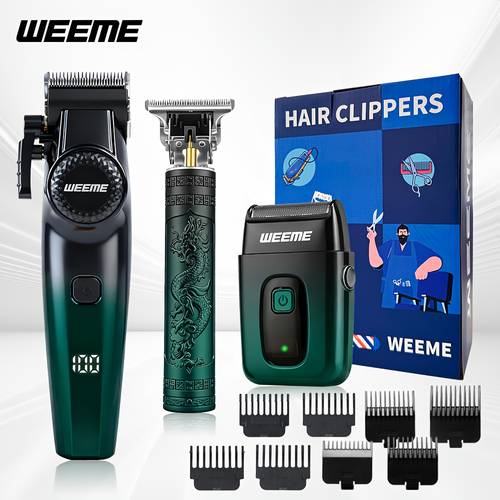 3pcs 2pcs beard trimmer hair clippers mens shaver electric razor cordless barber clippers and trimmers set hair cutting kit for men grooming home barber use precision styling tools ideal gifts for men gradient green