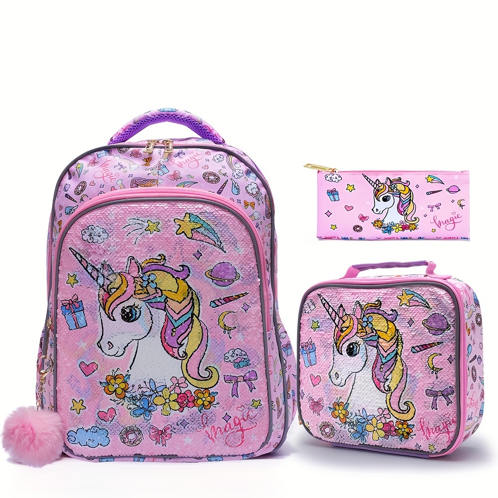 piezas mochila ruedas niñas diseño unicornio rosa Temu Ecuador