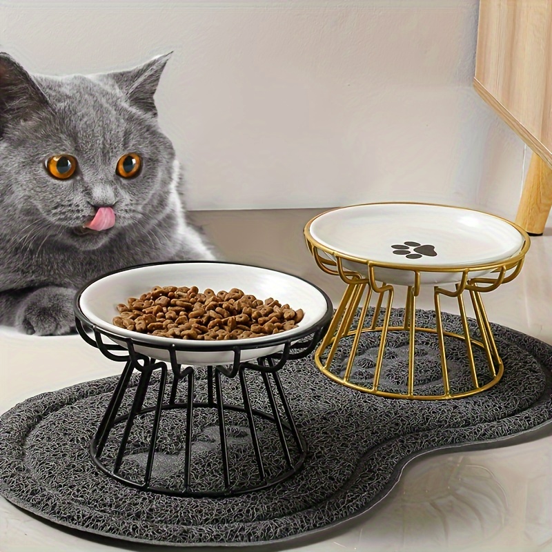 

2-pack Elevated Ceramic Cat Bowls With Iron Stand - Non-slip, Raised Pet Feeding Dishes For Cats Cat Food Bowl Elevated Cat Bowl