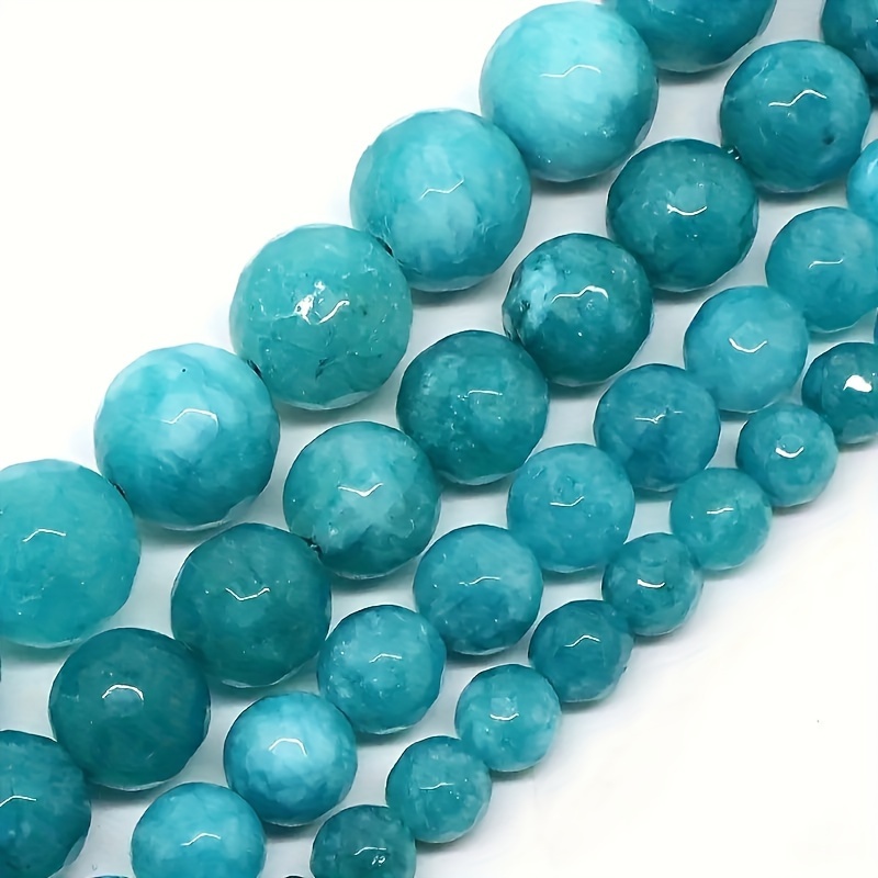 

Vibrant Blue Natural Jade Beads - Loose Spacer Beads For Diy Jewelry Making, Unique Bracelet & Necklace Craft Supplies, 15-inch Strand, Assorted Sizes 4/6/8/10/12mm - Perfect Holiday Gift