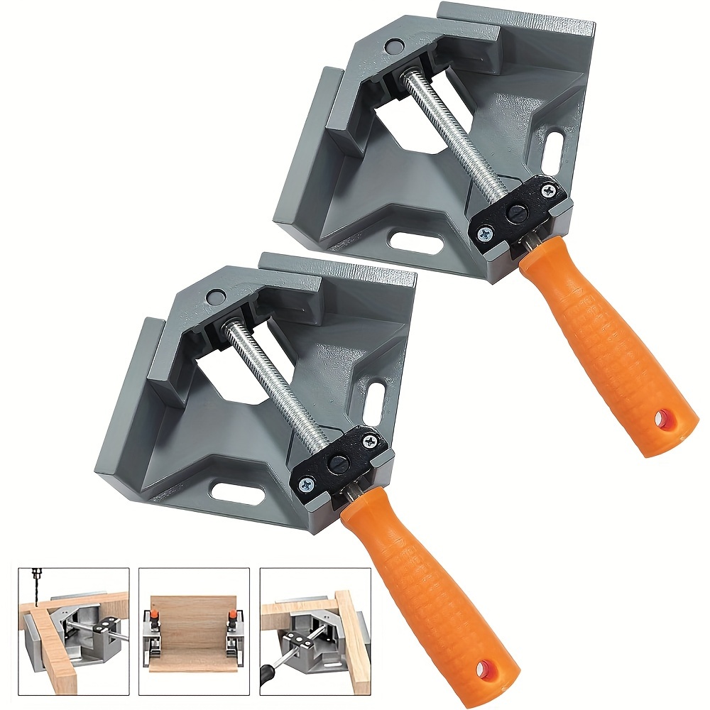 

Pack Of 2 Angle Clamps 90 Degree, Aluminum Alloy Corner Clamps, With Swing Jaw, Single Handle, Angle Clamp For Woodworking, Engineering