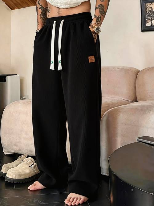 photo de l'article pantalon en velours pour homme, style , pantalon de survêtement et droit à drapé , pantalon à jambe large, pantalon décontracté , pantalon long ,