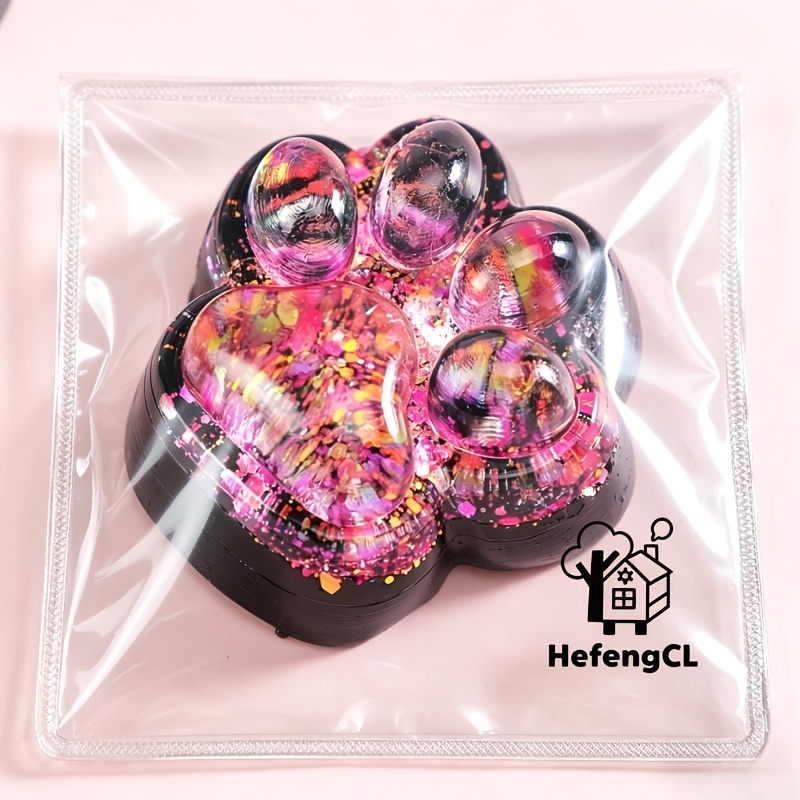 Image of 1pc Cat Claw Compression Toy - Glittering Sequined Cat Claw Toy, Starry , Soft And Slow Rebound Tpr Material, A Soothing Toy For Calming Down In A Mood