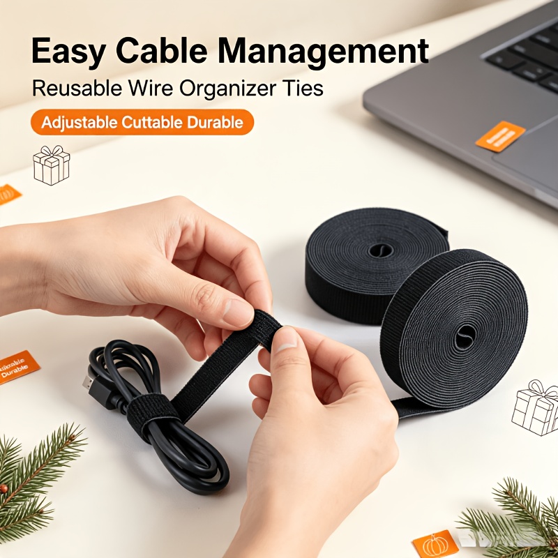 3pcs Adjustable Cable Management Ties for Home Office