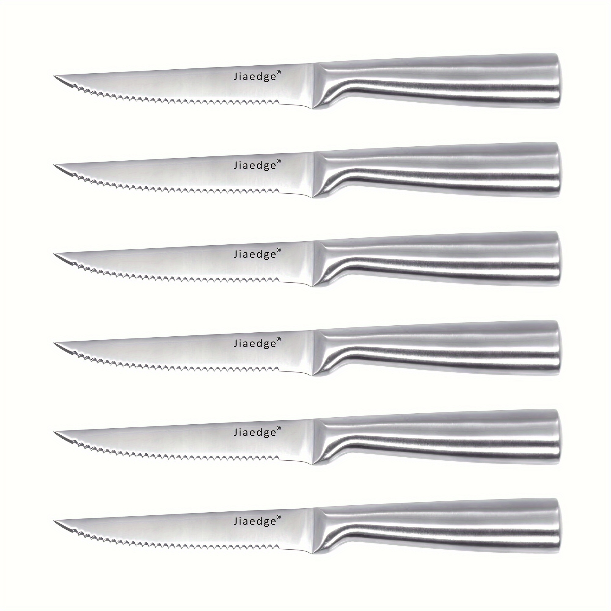 

6-piece Steak Knife Set, Silver Stainless Steel, Kitchen And Restaurant Cutlery Set, Serrated Steak Knife