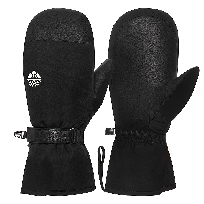 TEMU A Pair Of Mitten-style Ski Thermal Gloves, Unisex, Suitable For Men And Women, Designed For , Ideal For Winter Skiing And Casual Daily Wear.