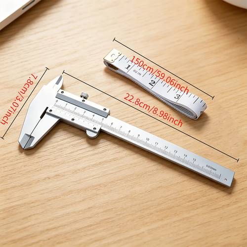 vernier caliper and tape measure set 0 5 9 inches micrometer caliper suitable for measuring the inner and outer diameter depth of parts suitable for mechanical engineers woodworking enthusiasts manual diy and students