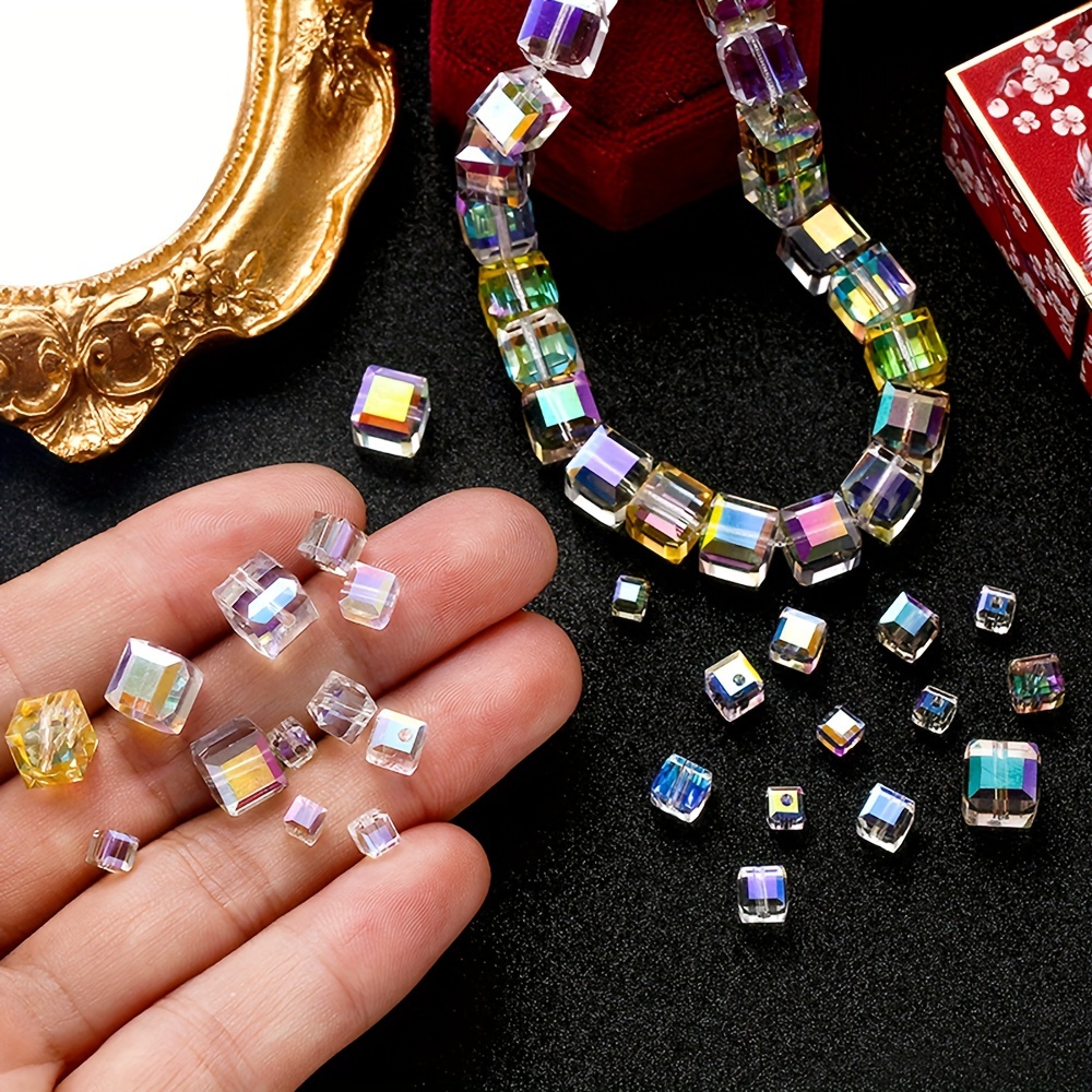 

4/6/8mm Cubic Crystal Ab Glass Beads Diy Handmade Earrings Necklace Bracelet Accessories Loose Beads Spacer Beads Square Beads