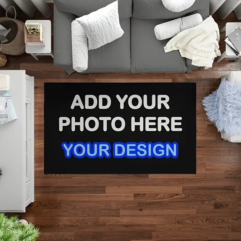 TEMU Customizable With Non-slip Backing For Personalized Doormat, Suitable For Entryway, Living Room Or Bedroom - Add , Photo, Or Text - Black