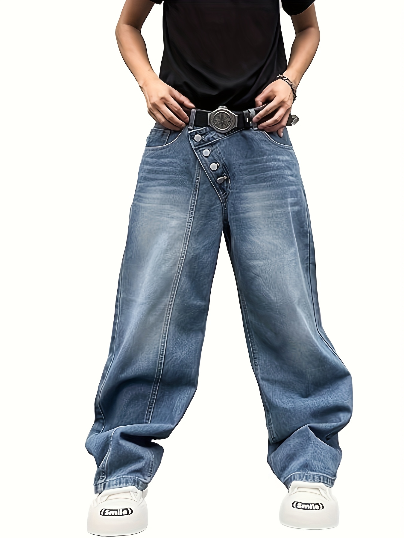 Ripped Jeans Men BXL Denim Men's Y2k Wide Leg Baggy Straight Leg