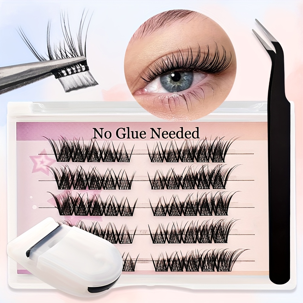 Image of Kit For Self-adhesive Lash Clusters, Including 50 Reusable Cluster Lashes For Extensions At Home, Ranging From 10 To 16mm, With No Sticky Residue