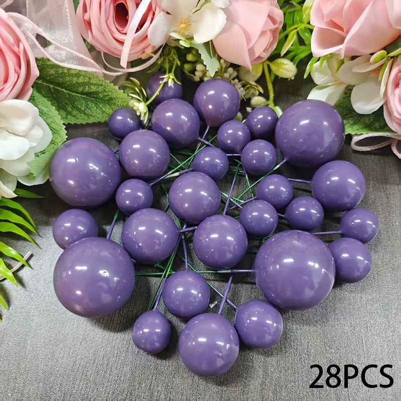 TEMU 28pcs Purple Rose Pink Princess Cake Decorating Balls, Christmas Red/green/white Ornaments, Blue White Silvery Snowflake Christmas Cake
