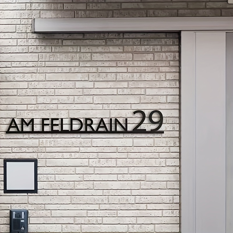 TEMU Plaque de Numéro de Maison en Style Métal Découpée au Laser Personnalisable - Design Flottant Moderne à Monter sur , Plastique , Installation