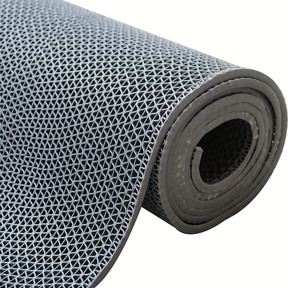 Image of Drainage Non Slip Floor Mat 0.9x5m Commercial Floor Mat 5.5mm Thick Pvc Drainage Mat Bathroom Pool Floor Mat Mesh Hollow Door Mat Roll For Swimming Bars Patio Wet Area, Grey