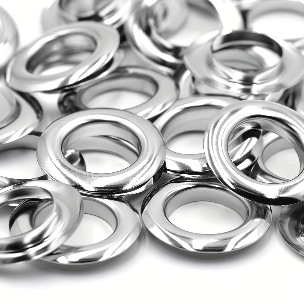 Image of 10 Sets Of 20mm Large Brass Silvery Buttonholes With Washers, Suitable For Leather Diy Craft Shoelace Caps