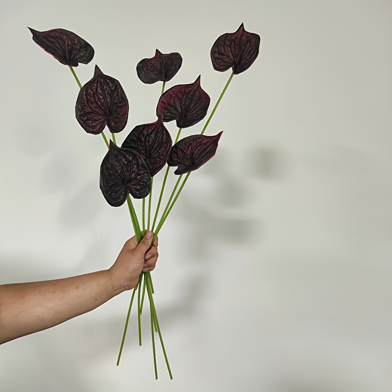 TEMU Highly Realistic Simulation Flower, With A Total Length Of Approximately 56.6 Centimeters (22.3 Inches), Vintage Wine Red Single Fake , Suitable