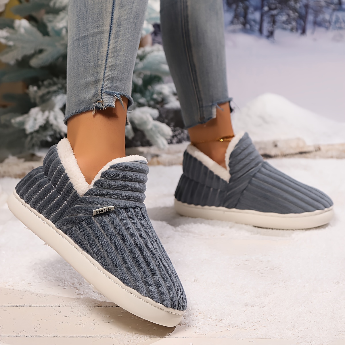 pantofole casual da in pile plus, e antiscivolo, scarpe da