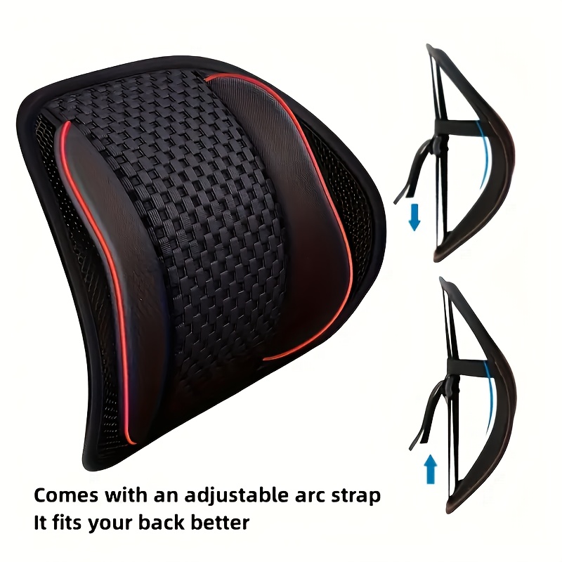 breathable lumbar pillow - ergonomic back cushion with adjustable lumbar support, posture   & spinal   - lightweight office chair & car seat pillow for long drives, work, home - no-fill design, durable polyester mesh - ideal for drivers, desk workers, posture   -   in black/red & more colors, backrest pillow, workstation accessory, sleek cushion design,  able cushioning, long drive  ,   Product details 7