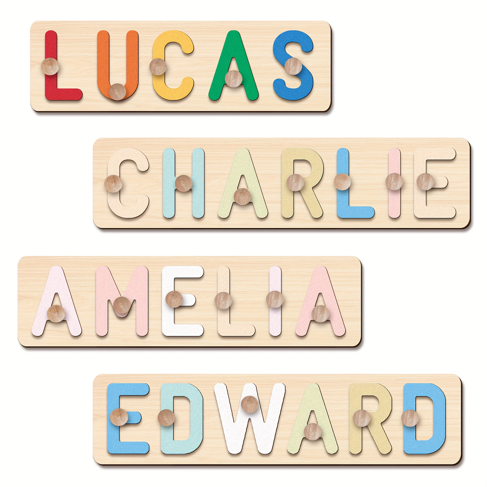 

Personalized Wooden Name Puzzle For Toddlers: Customizable 3d Alphabet Jigsaw Toy For Babies