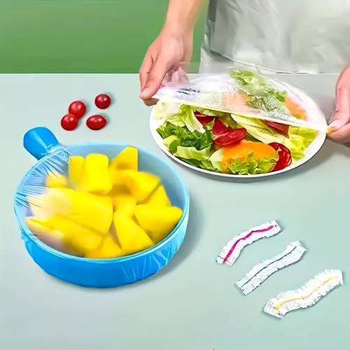 100pcs of elastic keeping packaging stretchable transparent dish lids used for or multiple times made of kitchen film can prevent dust from flying are suitable forhouseholds