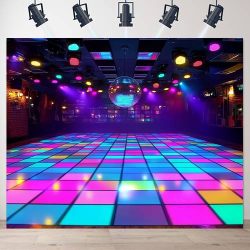 2d flat 2d flat 2d flat 2d flat 1pc large self disco floor durable party background with glowing square pattern easy to hang for weddings birthdays nightclub themed events ideal for home and commercial use
