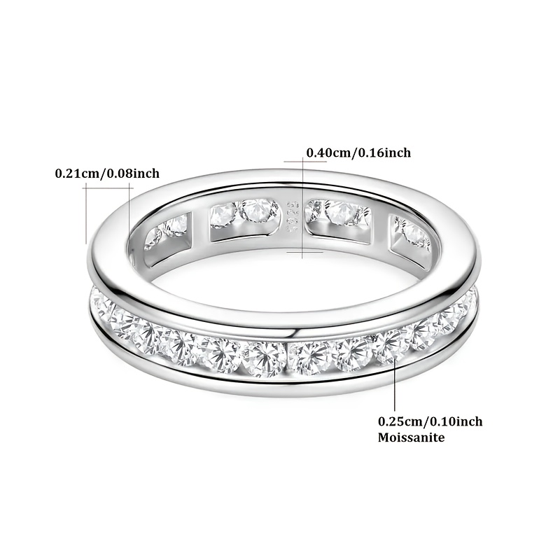 TEMU 925 Sterling Semi-permanent Inlaid Synthetic Synthetic Zirconia Ring Double Row Channel Set Synthetic Synthetic Zirconia Wedding Ring Easy