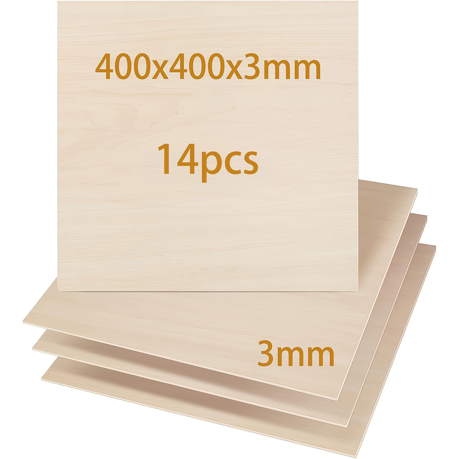 Image of 14/24pcs Basswood Plywood 400x400x3mm, 3mm Sheets Ideal For Laser Cutting Engraving, For Crafts Projects, Ornaments And Making Model Painting, Wood Burning