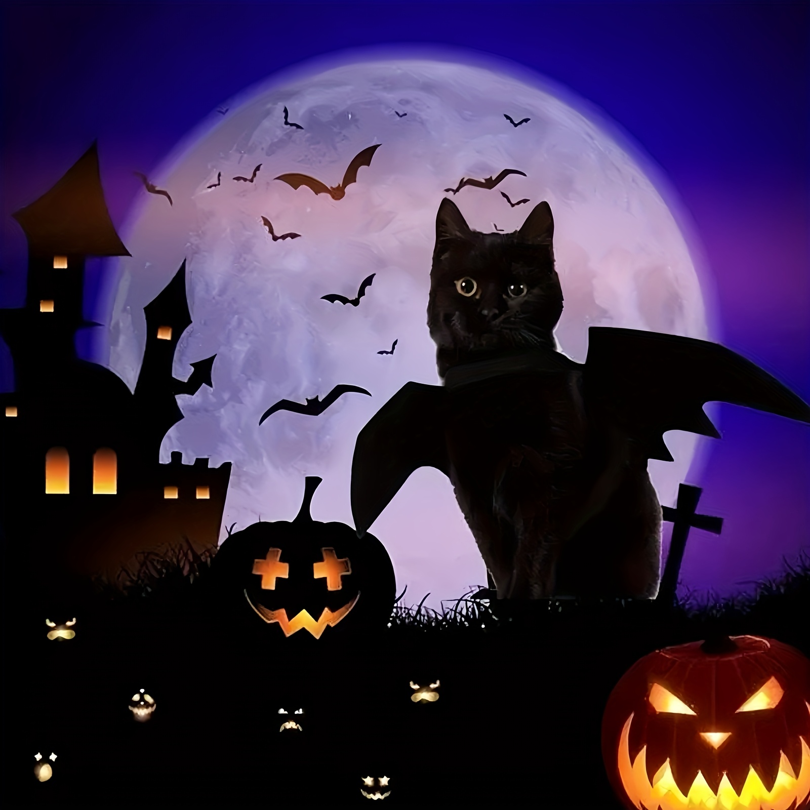 Adjustable Black Bat Wings Soft Polyester Halloween Pet Costume, Perfect for Cats and Small Dogs, Ideal for Role-Playing and Dress-Up Fun