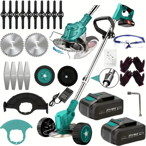 2025 cordless electric lawn mower yard weeder cordless lawn mower with 3 models of blades and two high capacity lithium ion batteries lots of gifts suitable for lawn yard for dad husband fathers day gift