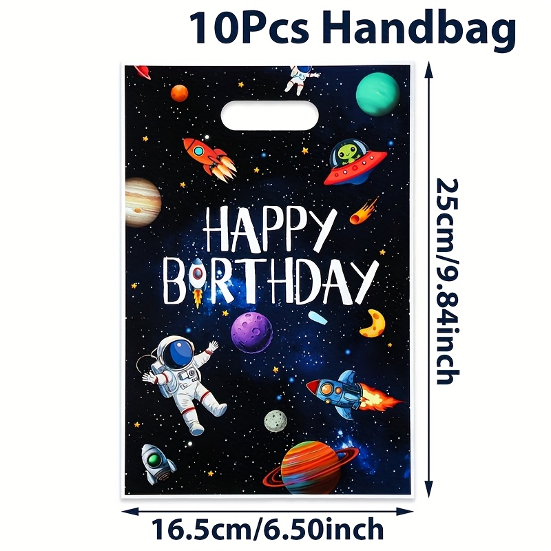 Image of 10/25/50pcs,space Theme Birthday Handheld Gift Bags,spaceship Planet Pattern Gift Bags,happy Birthday Party Supplies Bags,birthday Party Decoration,event Party Gift Packaging Bags