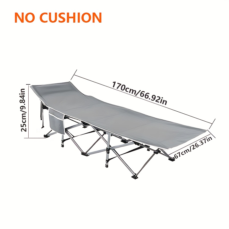 TEMU Heavy-duty Foldable Camping Bed With Mattress - Portable Travel Sleeping Cot, Stainless & Gray Chair , Carry Bag Included For Outdoor Camping, Backpacking, Home Use