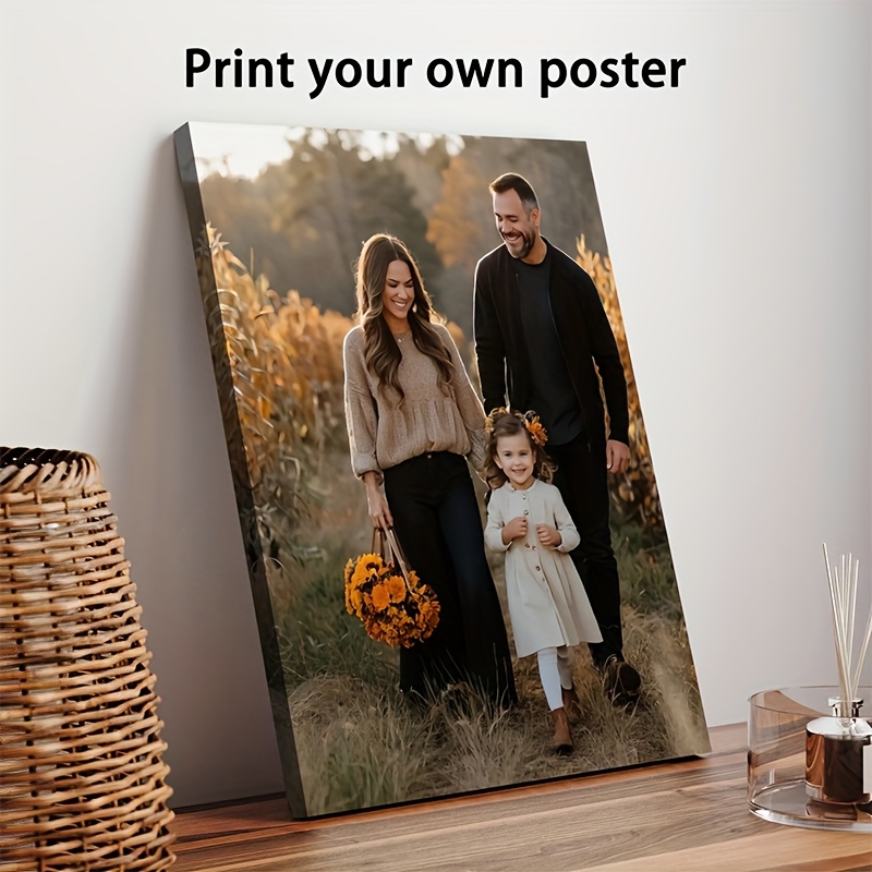 TEMU 1pc 1pcs Custom Photo Framed Canvas Poster - Personalized Picture Frame With Your Own Photo , Wood Frame & Wrapped Canvas Suitable For Weddings,