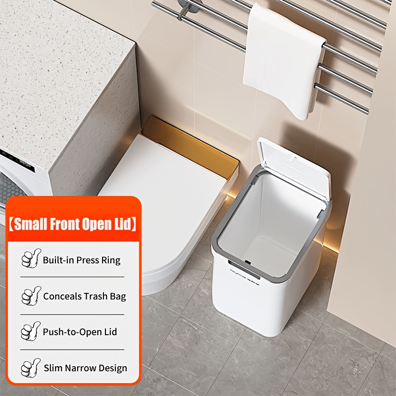 Kitchen Compost Bin With Pop Up Lid, Bathroom Trash Can, 3gal Trash Can, On The Countertop Or Under The Sink, Small Covered Hanging Trash Can, Slim Waste Basket For Bathroom, Rv, Office, Bedroom