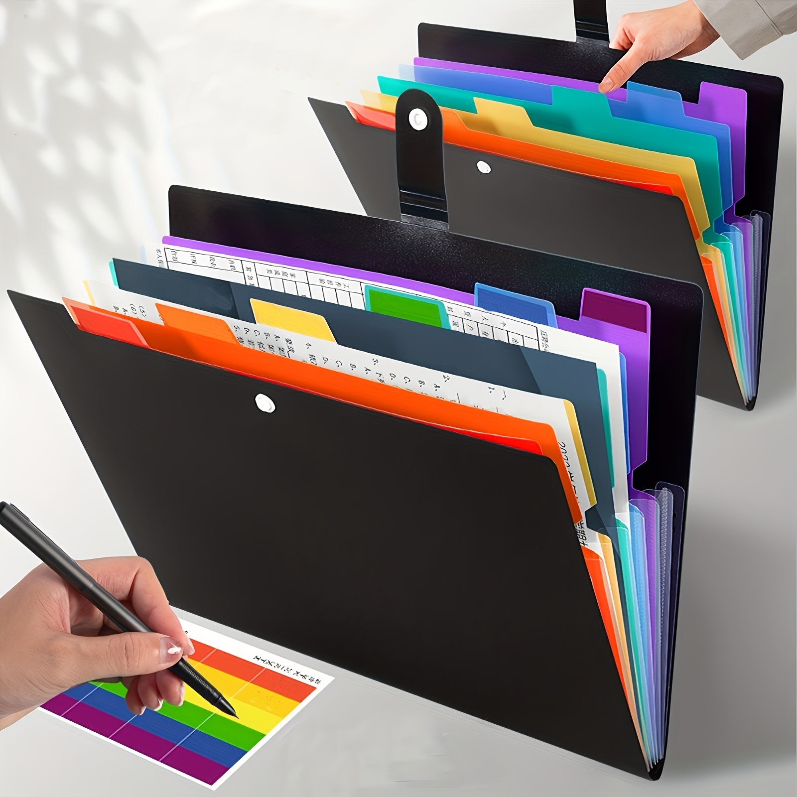 TEMU 1 pz Multifunzionale, A4, a 7 Tasche con Etichette Formato Espandibile per Scuola di Archiviazione di Archiviazione Organizzatore Borsa per