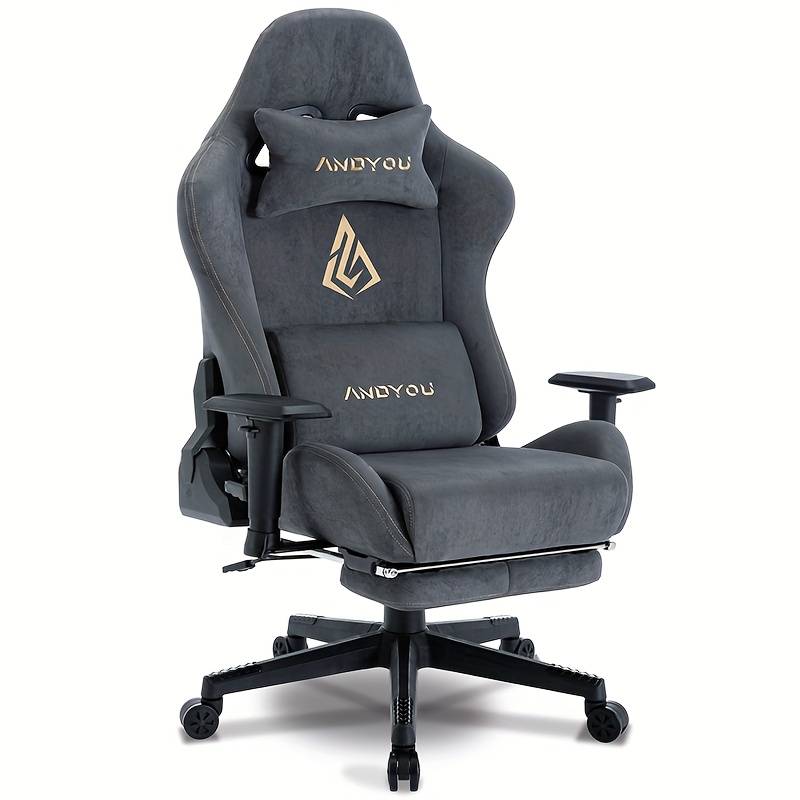 item picture ANDYOU Gaming Chair, Breathable Office Chair, High Quality Fabric Soft Like Faux Fur. Ergonomic PC Chair, Adjustable Swivel Work Chairs with Footrest