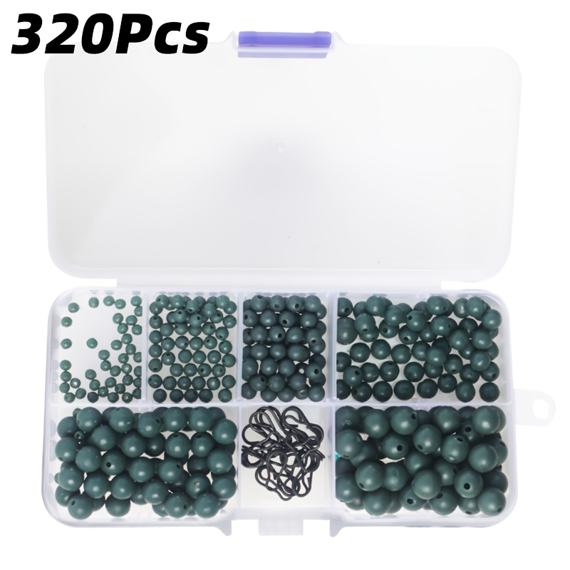 TEMU 320pcs de perles anti-enchevêtrement pour pêche à la style européen, spatiaux, perles souples anti-collision, ensemble d'accessoires de pêche à