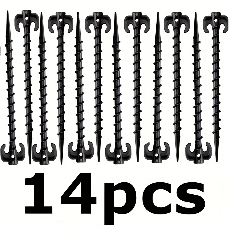 TEMU 4/8/12/18/24/30pack Plastic Tent Stakes Heavy Duty, Stakes For Beach 7.9 Inch Screw In Tent Stakes Spiral Ground Anchors Tent Pegs Canopy Stakes