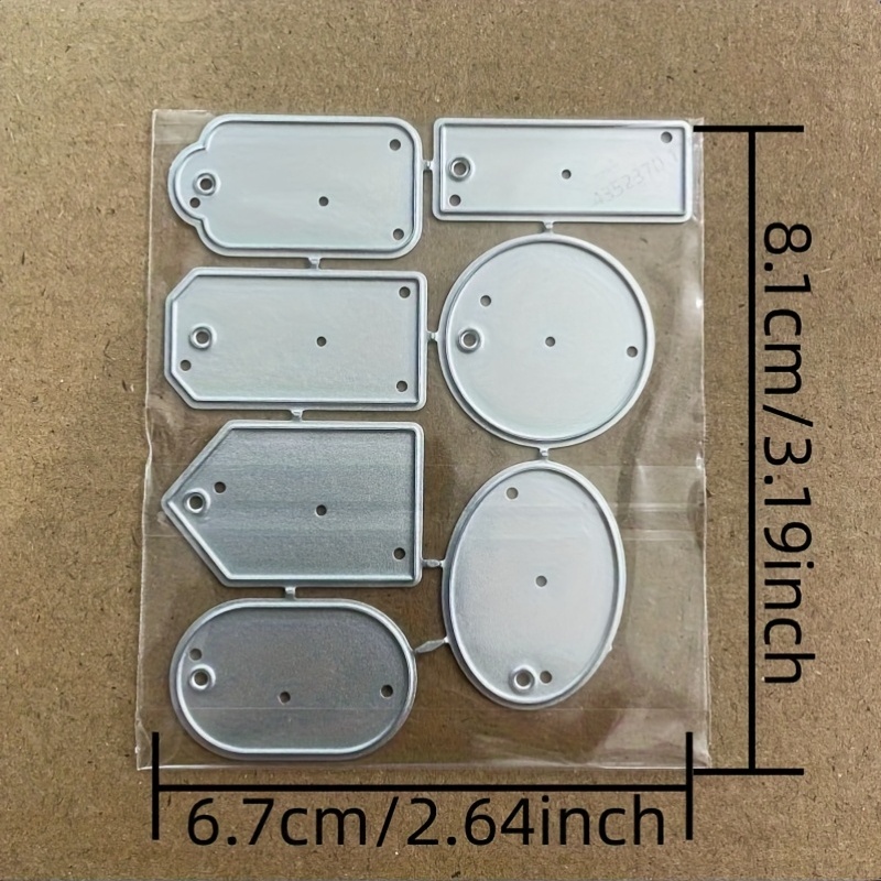 TEMU Ein Set aus Metallschneidematrizen im Thema Etiketten Labels, geeignet für Papierkunst Stoffhandwerk. Ideal für Journal-Tags,