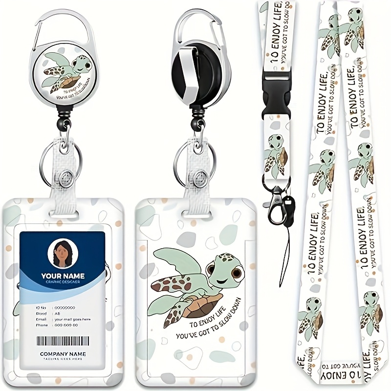 Image of Lanyards For Id Badge Holder For Women Cute, Teacher Lanyard With Id Holder Clip, Badge Reel Heavy Duty, Teacher Nurse Work Office Gifts (sea Turtles)