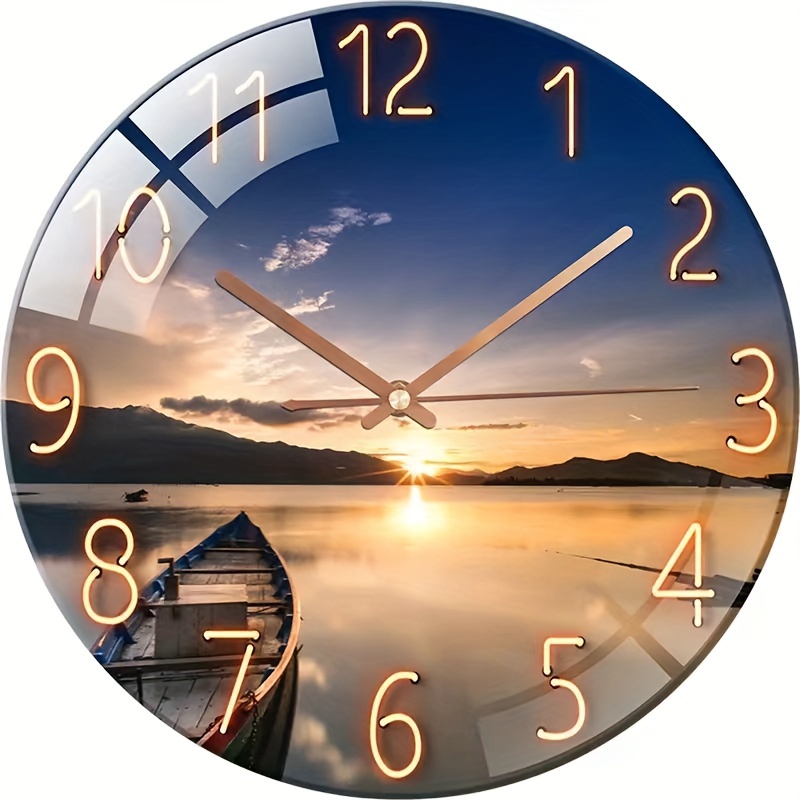 

12 Inch Glass Art Clock, Modern Silent Wall Clock, Suitable For Bedroom And Living Room Wall Clock, Living Room Decoration (excluding Batteries)