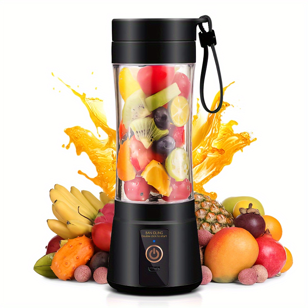 TEMU Portable Blender Cup, Electric Blender, Mini Blender Portable Blender For And Smoothies, Juice, 380ml, 6 Blades, Very Suitable For Mixing